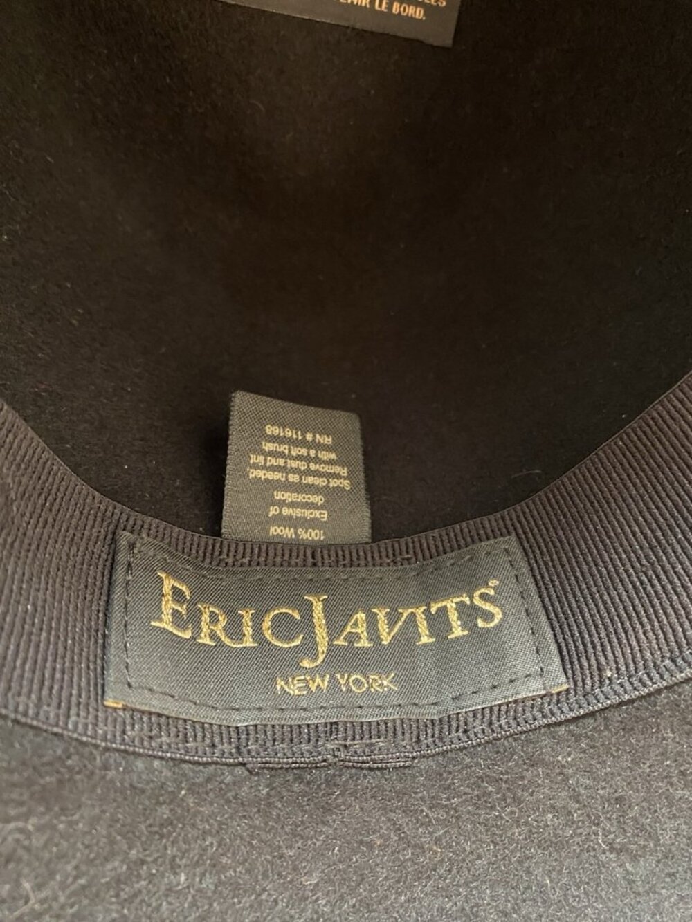 Eric Javits New York Black Hat Wool Fedora Crocodile Embossed Leather Band - Picture 8 of 12
